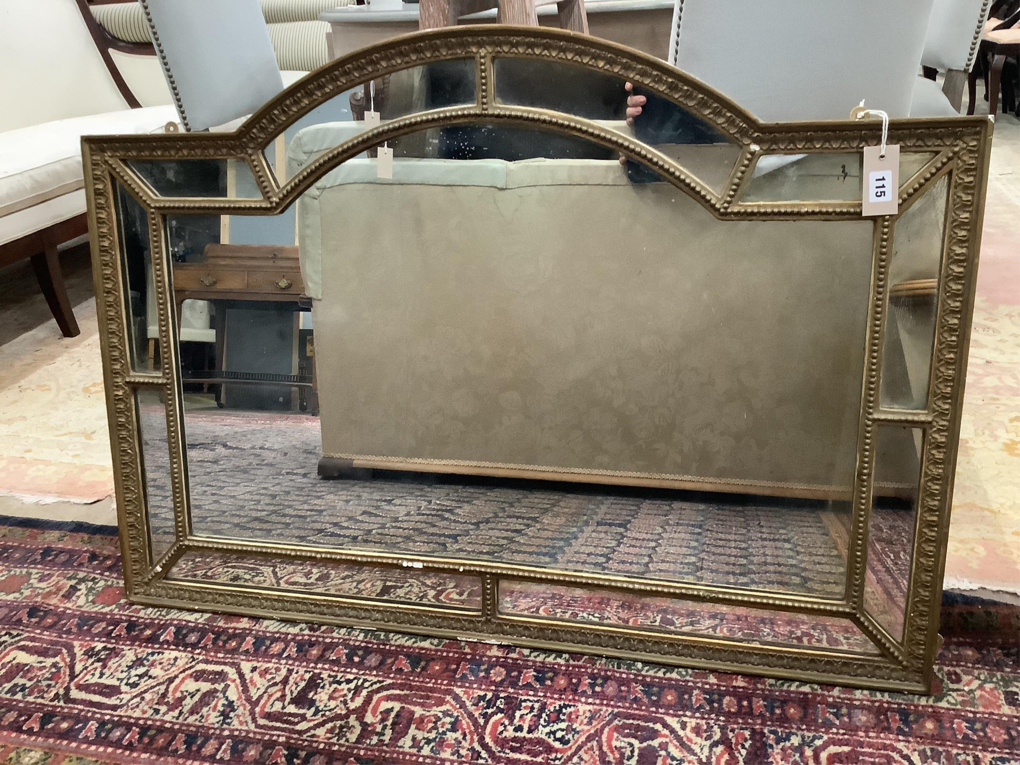 An 18th century style gilt framed marginal plate wall mirror, width 105cm, height 76cm. Condition - fair